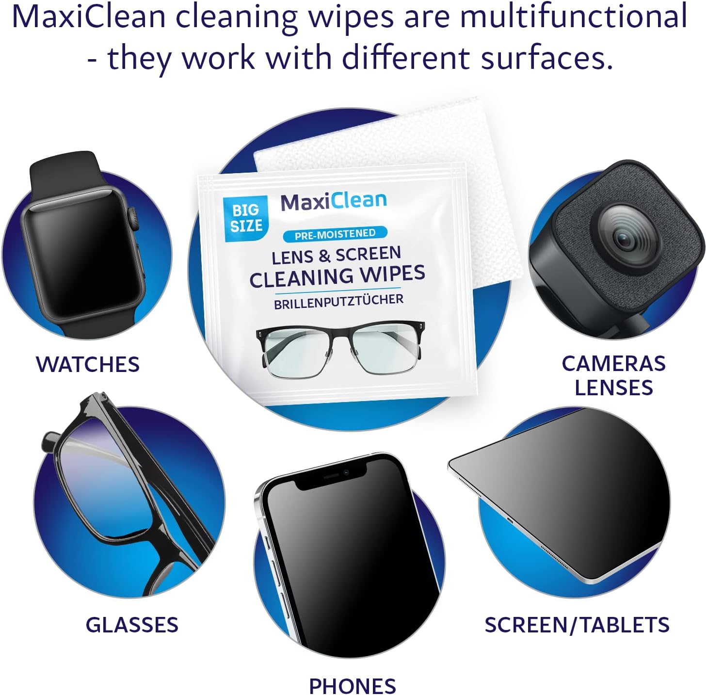 Glasses Wipes Lens Cleaner - Lens Wipes for Eyeglasses - 600 Pre-moistened Individually Wrapped Wipes for Eye Glasses, Electronics, Phone, Computer, Laptop Screen - Camera Lens Cleaner - Made in EU - Image 3
