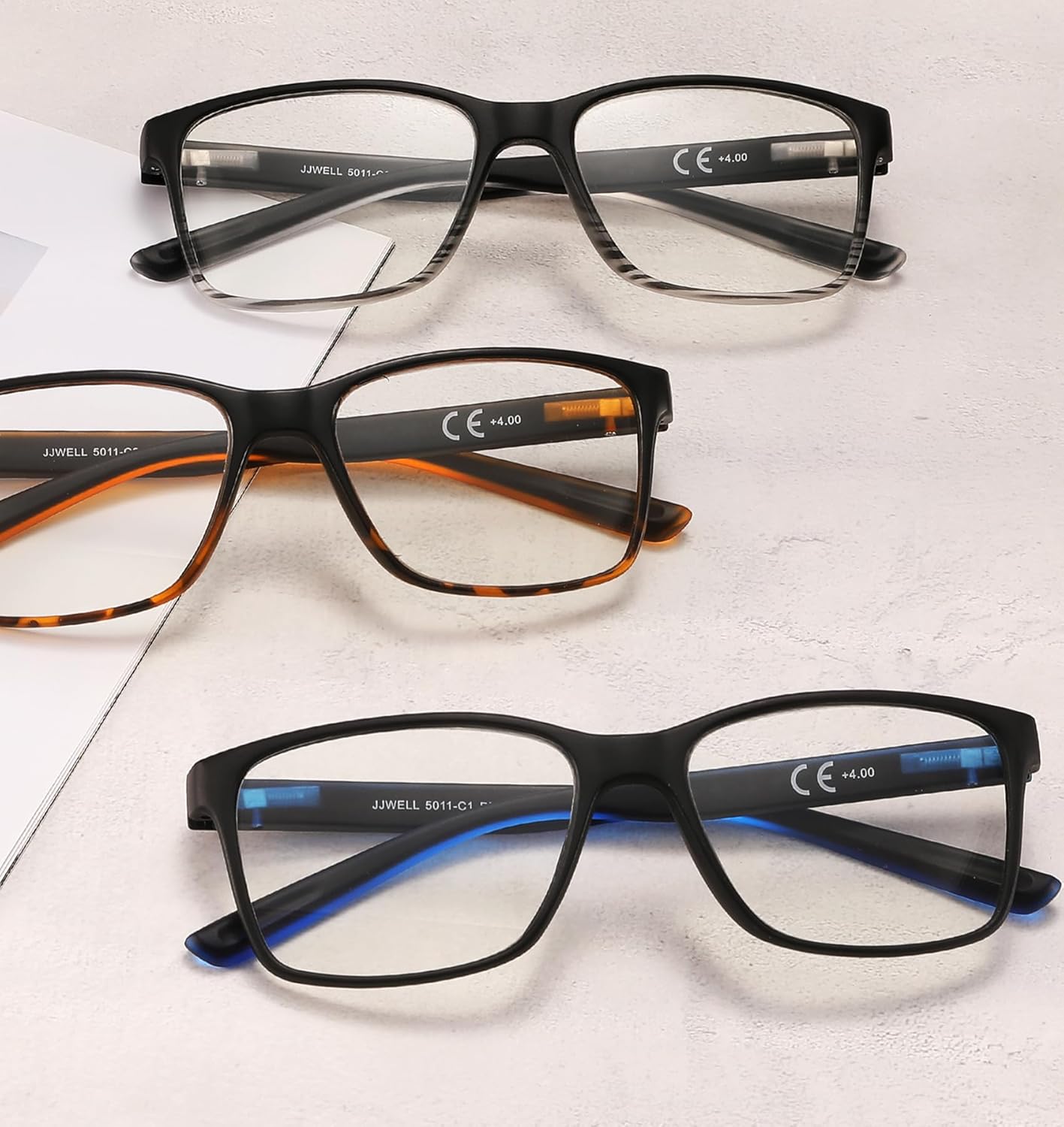 3 Pack Reading Glasses for Men Blue Light Blocking with Spring Hinge, Anti Eyestrain/Dryness/UV Large Wide Square Readers for Men, Two Tone Computer Reader Glasses Eyeglass(2.75 Strength) - Image 3